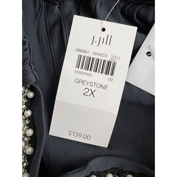 J. Jill NWT  2X Black Halter Dress Beaded Strap Sleeveless Shift Knee Length - Picture 8 of 10